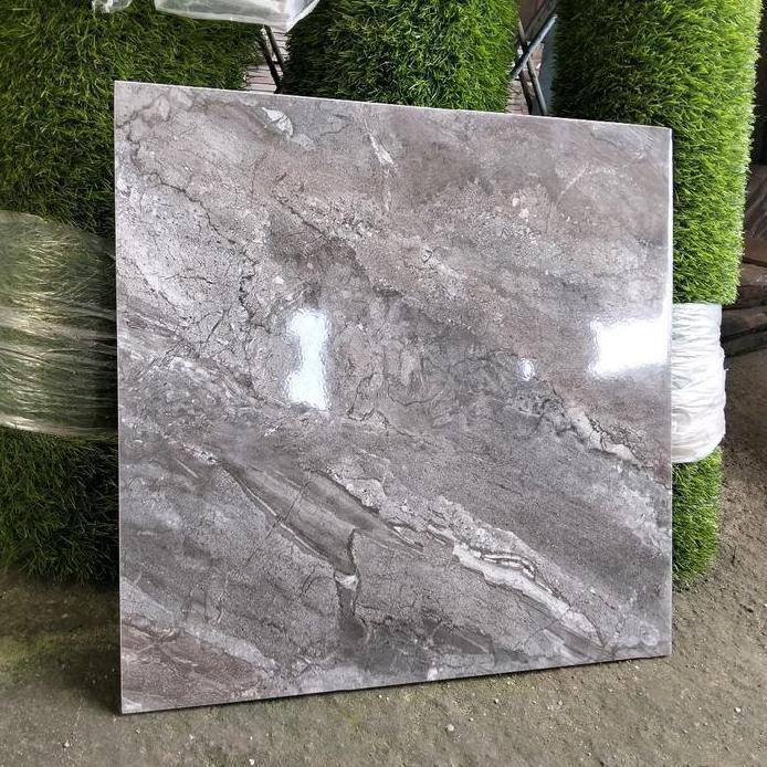 KERAMIK 40x40 CUTTING GRANIT MOTIF MARMER HITAM ABU MEWAH DARK GREY glossy kilap