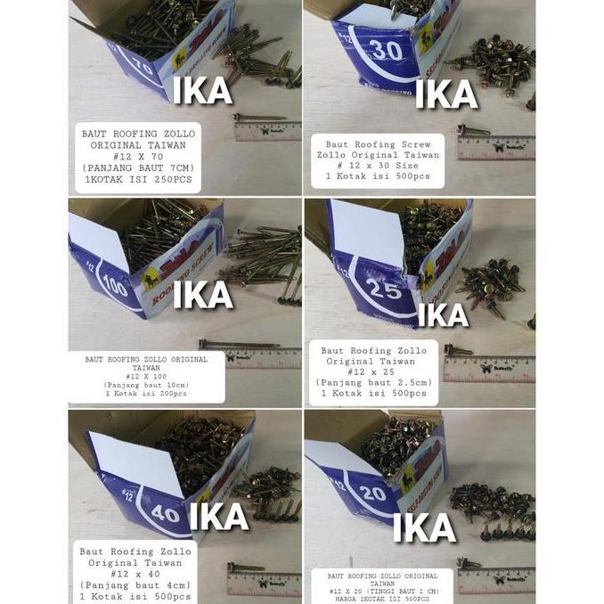 REVOSHOP (PER DUS) Baut Roofing / Skrup Sekrup Ruping / Rufing 2, 3, 4, 5, 6, 7,10 cm ZOLLO ORIGINAL