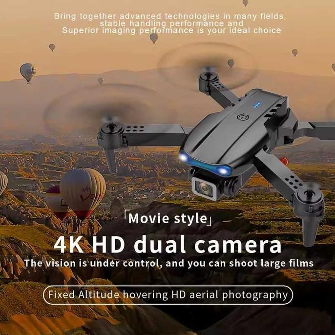 OSCHAR Drone Mini remot control rc pesawat Quadcopter Dual Camera 4K HD 50X Zoom Gesture 2.4GHz - E9