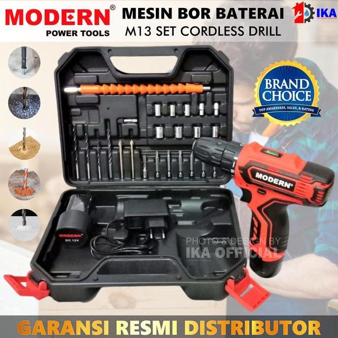 BOVANA BOR MESIN ELEKTRIK CAS BATERAI MURAH KOPER MODERN M-13SET ORIGINAL