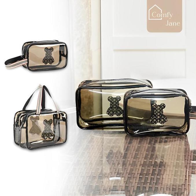 ComfyJane Washbag Tansparan Beruang Tas Kosmetik Washbag Travel Portable Pouch Travel Tas Make Up wa