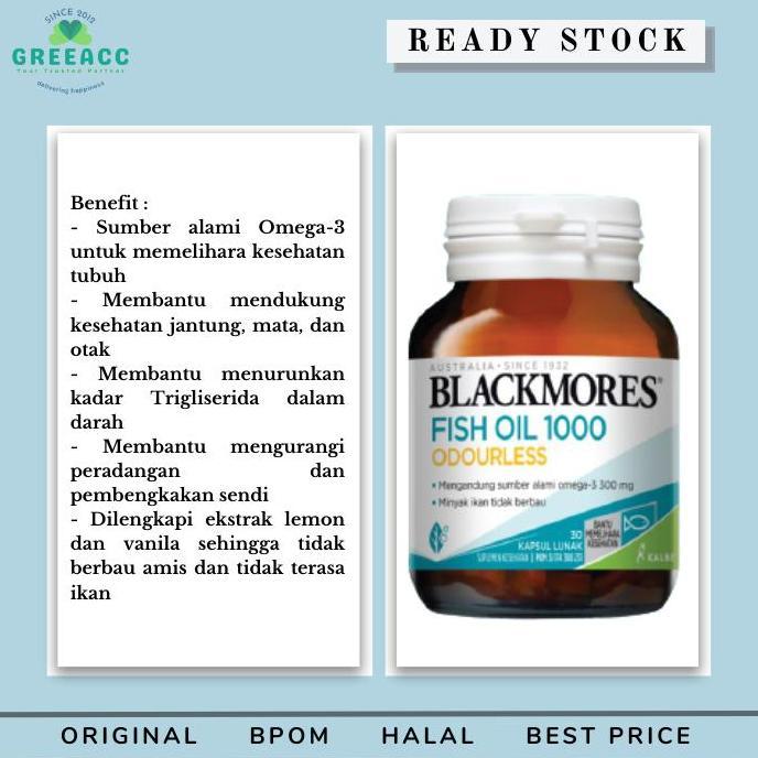 Bitamin- Blackmores Odourless Fish Oil 1000Mg 30 Kap Omega 3 1000 Mg