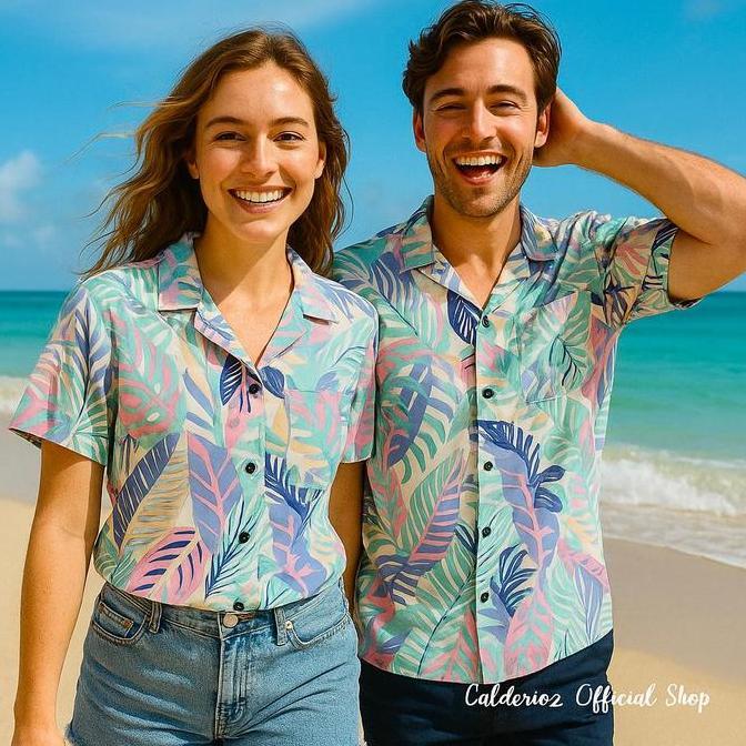 Fuku- Calderioz - Kemeja Summer Vibes Motif Bunga Tropis Pria Wanita Outfit Liburan Santai