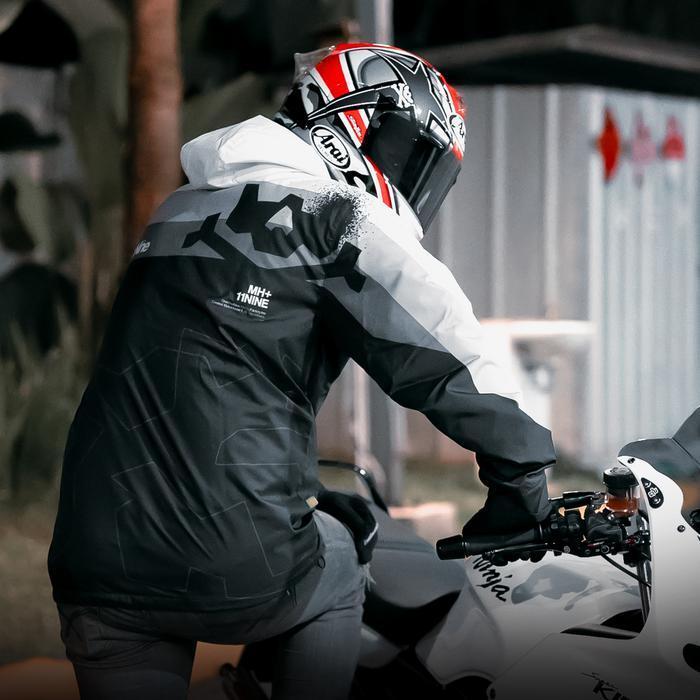 Oneonenine Ksr Jaket Big Pocket Flex White - Jaket Motor Sport Camo Polyester Waterproof Original Da