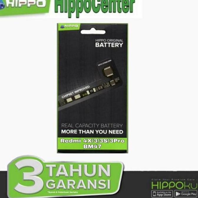 Hippo Baterai Batre Xiaomi Redmi 3 3S 3X 3 Pro 3 Prime 4X BM 47 BM47