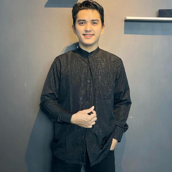 Hm - Koko Azri Motif Kurma Baju Kemeja Koko Pria Terbaru Mewah Elegan Kemko Sultan Motif Diamond Bis