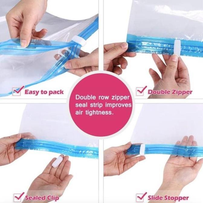 Plastik Vakum Bag Pakaian / Vacuum Bag Travel / Hand Roll Vacuum Bag