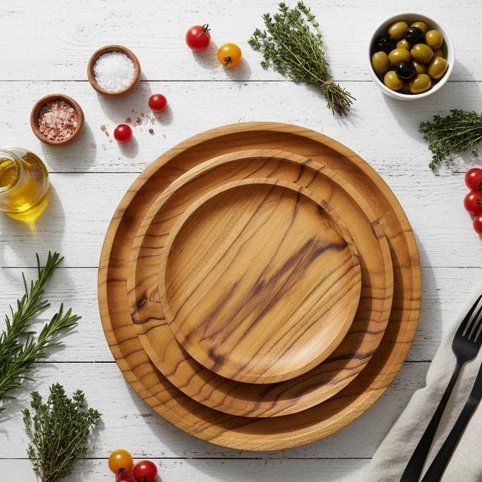 Piring Kayu Jati / Piring Makan Kayu Jati PM