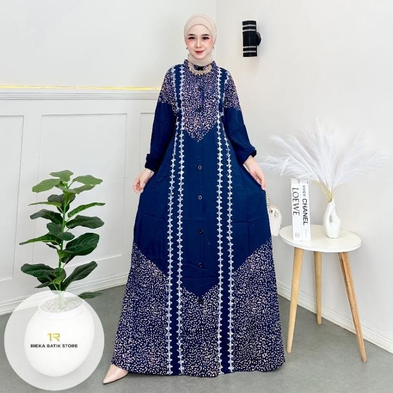 Grosir Gamis Twill Original Cantik Panjang Jumbo Kancing Kantong Maxi Gaun Indah Mayung Klok Batikca