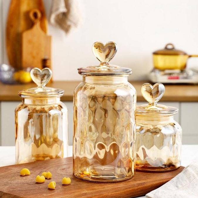 Termurah / Hot Sale Set Love Jar Glass / Toples Makanan Kedap Udara / Toples Kaca