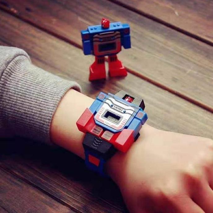 Jam Tangan Anak Transformer Robot SKMEI DG1095 Strap Merah Biru Jadul