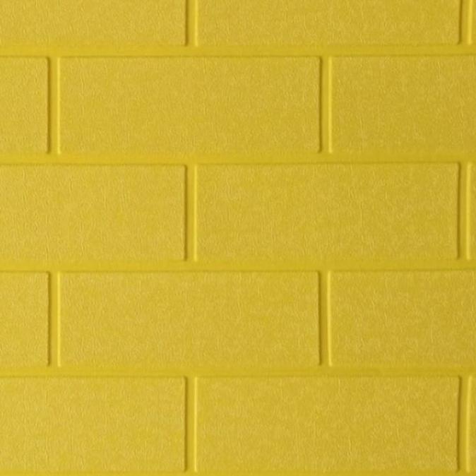 paket wallpaper foam 3d peredam panas dan suara batu bata polos kuning