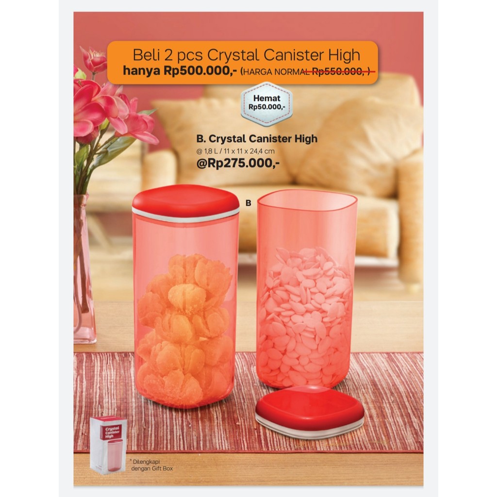 Toples Tupperware Crystal Canister High murah original sale