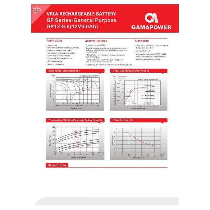 Comcom- Aki Ups Gpower 12V 9Ah Baterai Ups Battery Aki Kering Batere Ups Vrla
