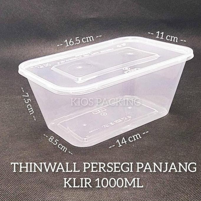 Thinwall Klir 1000ml Rectangle | Kotak Makan Plastik 1000 ml KLIR RECT