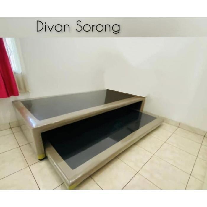 Dipan Divan Sorong 2 in1 Bahan Oscar Tanpa Sandaran Kasur Kayu
