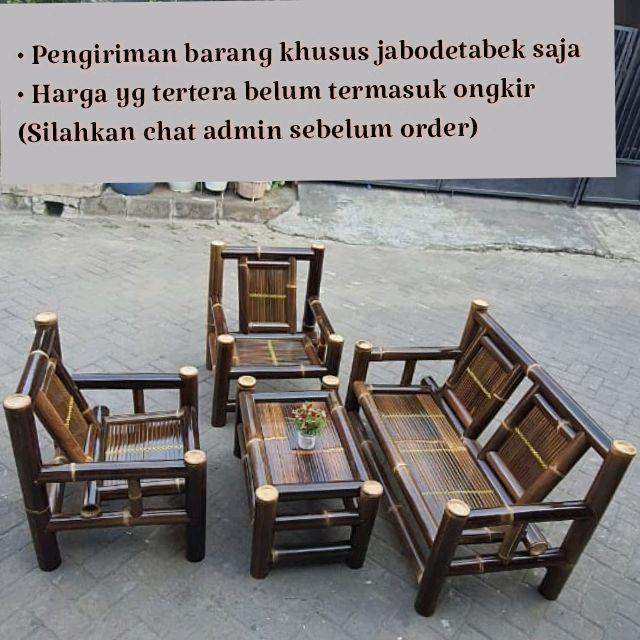 Kursi Bambu Hitam 1 Set