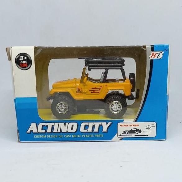 actino city jeep wrangler kuning 1/64 diecast not pullback (s)