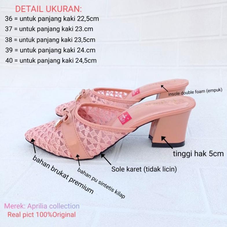 APRILIA Sandal Pesta Wanita Hak Tahu 5 Cm Brukat