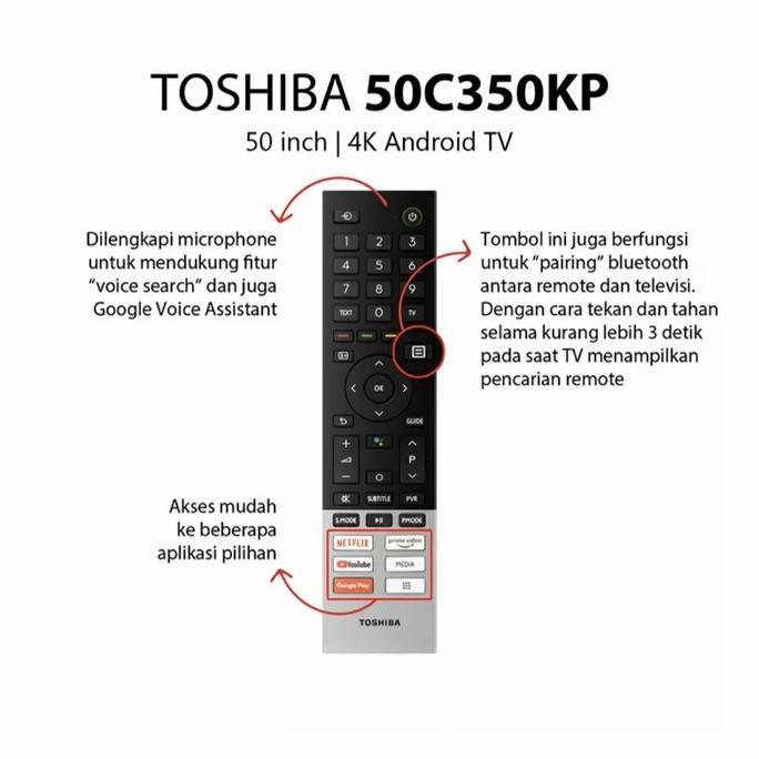 Murah Led Tv Toshiba 50C350Kp 50 Inch Smart Android Tv Uhd 4K Regza Dolby