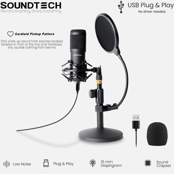 Davisbrakan99 - SOUNDTECH ST-8 USB Condenser Microphone 192kHz 24bit Plug Play | Mic Podcast Streami