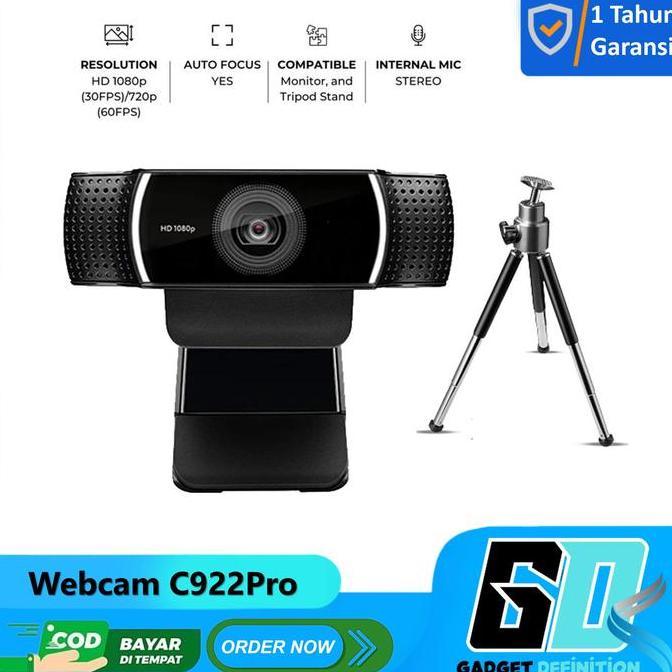 Logitech WEBCAM C922 PRO Webcam Pro Streaming Full HD 1080p dengan Tripod
