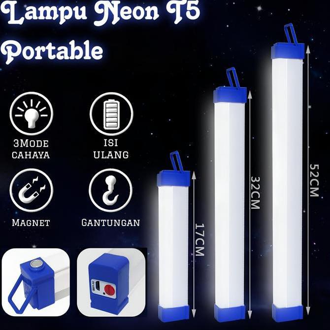 Raito- Lampu Emergency Super Terang T5 20Watt & 60Watt Tahan Lama 24 Jam Ukuran Jumbo Murah Charger 