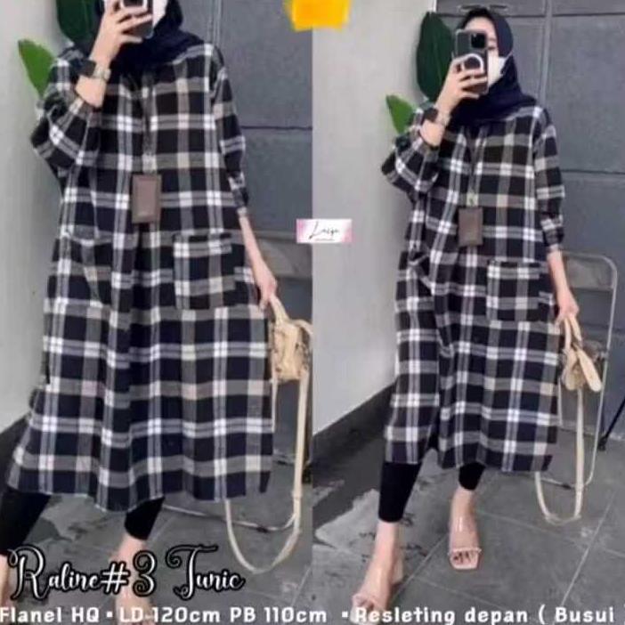 Tahan Lama Promo Long Tunik Halus Lembut //Gamis Terbaru//Tunik Terbarru//Tunik Motif Kotak-Kotak