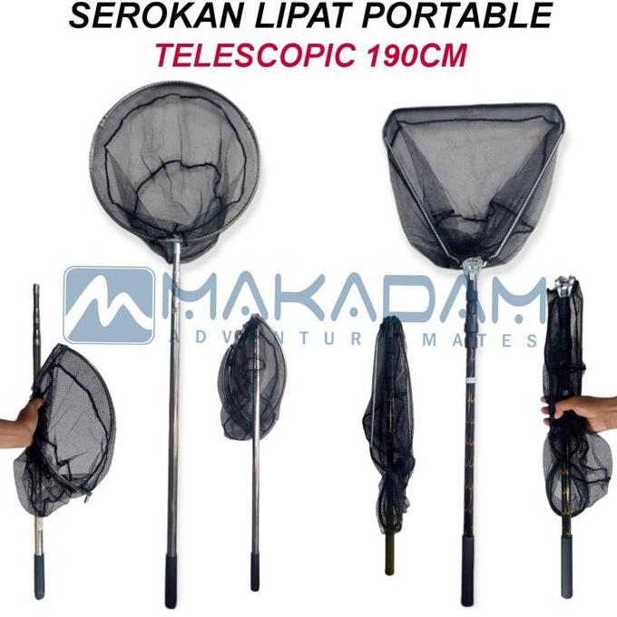 Serokan Jaring Ikan Lipat Teleskopik Portable Mancing Besar