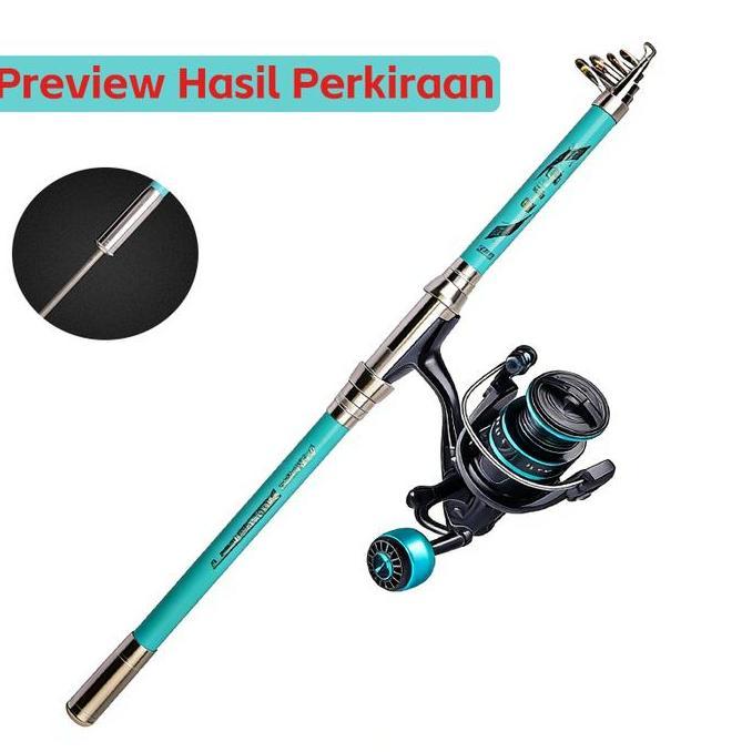 Daiwa Set Pancing Joran Karbon 2.1-4.5M Dengan Pasak Penci Reel Spinning Teleskopik Anti Patah