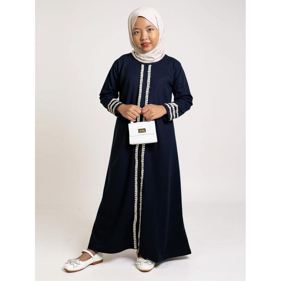 ABAYA GAMIS ANAK PEREMPUAN RENDA BORDIR TURKEY JETBLACK GL FASHION