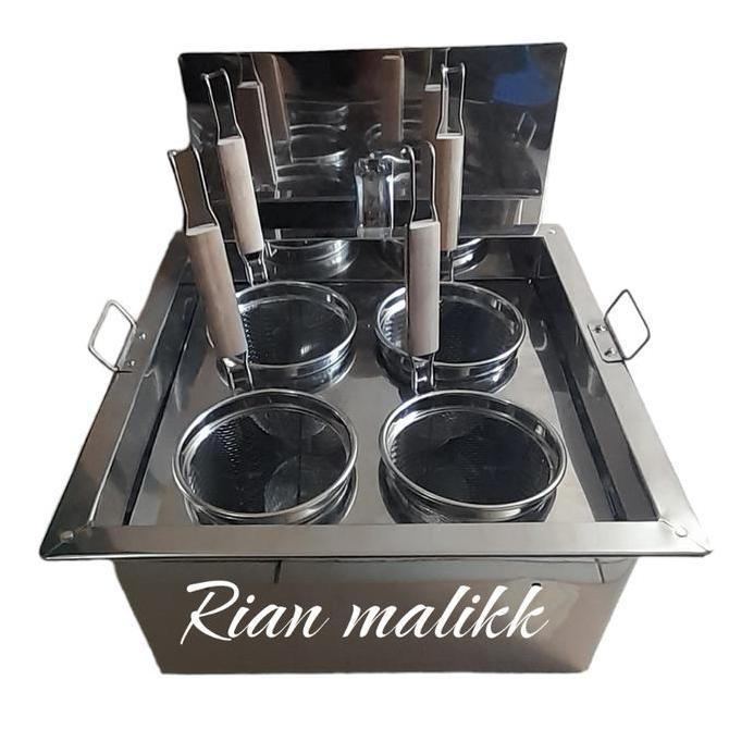 1SET DANDANG MIE AYAM KOTAK 4 LUBANG panci MIE AYAM KOTAK + 4 SARINGAN