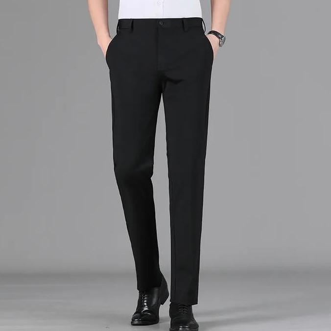 Termurah / Hot Sale Celana Formal Reguler Twis Semi Bagy Hitam Celana Kerja Pria Santai Slim-Fitting