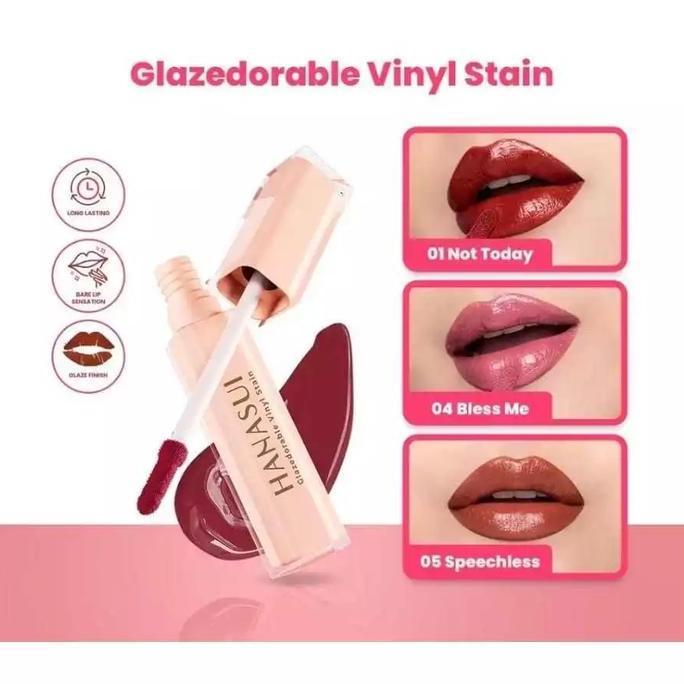 Ulipstik- Hanasui Glazedorable Vinyl Stain Lipstik Matte Tahan Lama  Lipcream Liquid Bibir