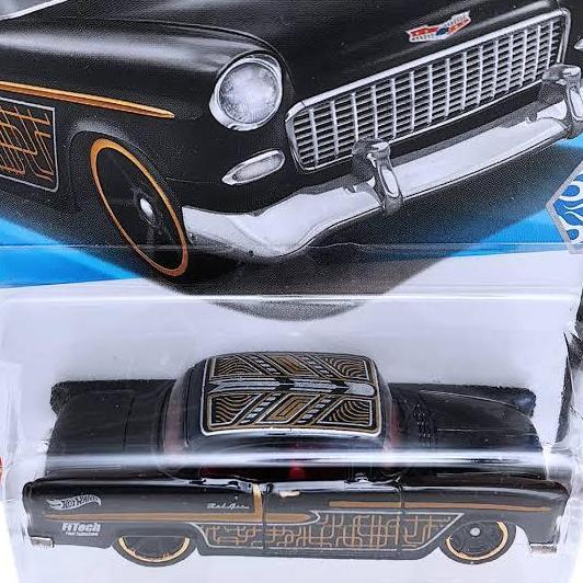 Ready Hot Wheels 55 Chevy Hitam Diecast Mobil Muscle Klasik
