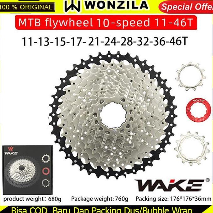 Ready Wake Sprocket 10 Speed 11 - 46T Silver Gear Cassette Sepeda MTB