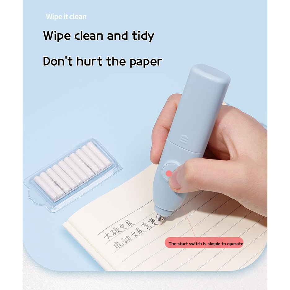 Loooopy Electric Stationery Set / Set Alat Tulis Elektronik Rautan Penghapus Vacuum Pencil 11 In 1/S