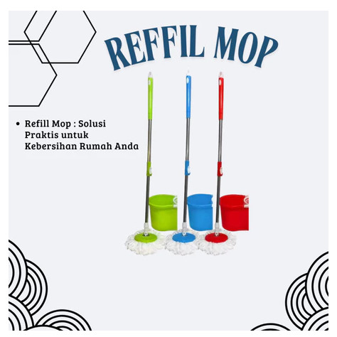 Jm Refill Tongkat Handle + Kain Spin Mop/ Tongkat Dan Kain Pel Cadangan/ Handle + Refill Spin Mop
