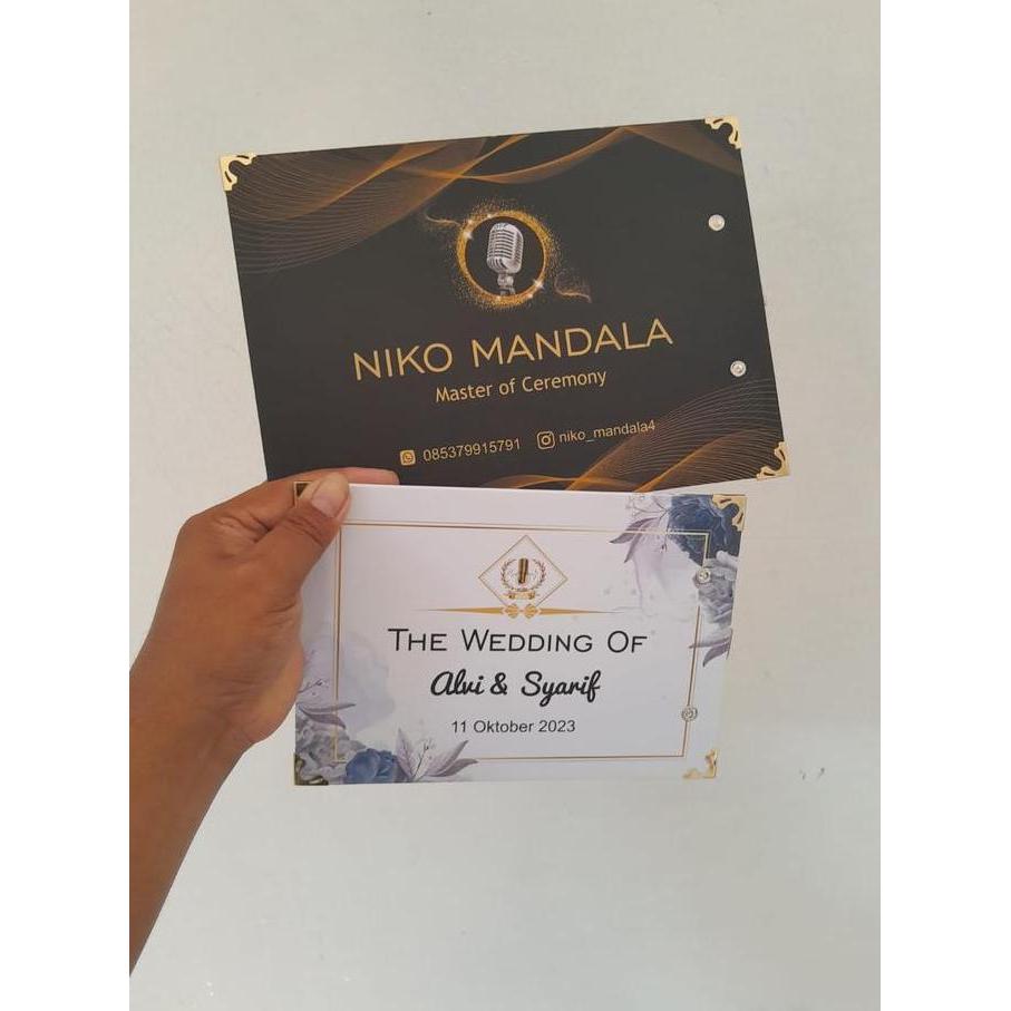 Ready CUE CARD MC HARDCOVER LAMINASI WATERPROOF CUSTOM DESAIN