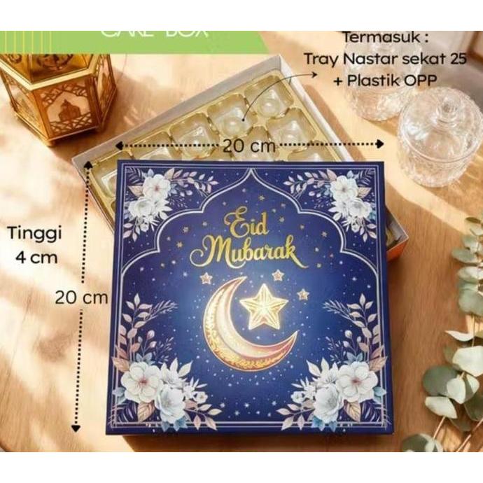 ><><><] Box Lebaran Nastar Sekat 25 Eid Blue / Box Nastar lapis legit sekat kotak nastar kue kering 