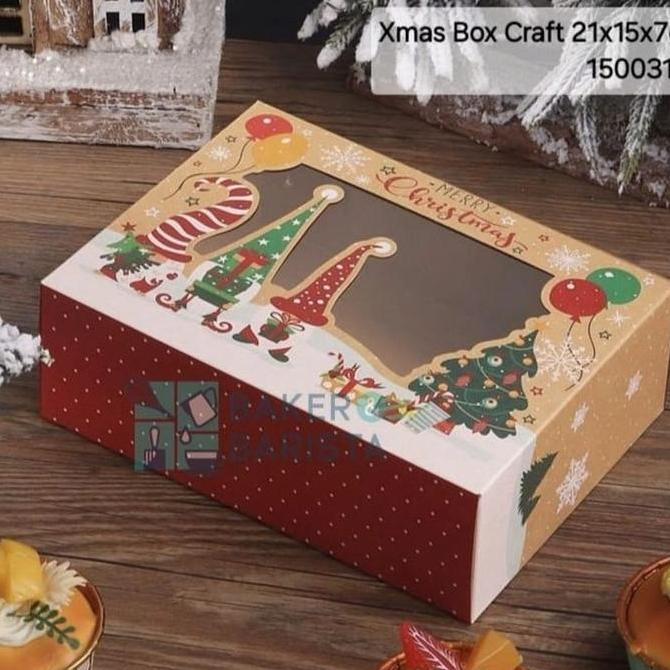*****] Xmas Box Craft 21x15x7cm kemasan kue natal christmas brownies