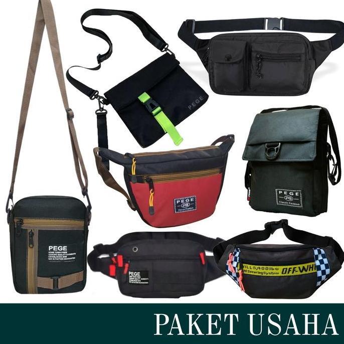 Gabrim- Paket Usaha Tas Pria Pege Selempang Waistbag Slingbag - Pg Usaha Mpl