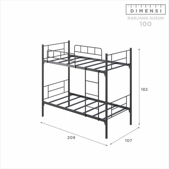 SHUMO Ranjang Tingkat Besi Kasur 100 / 100 | Bunk Bed Minimalis Susun