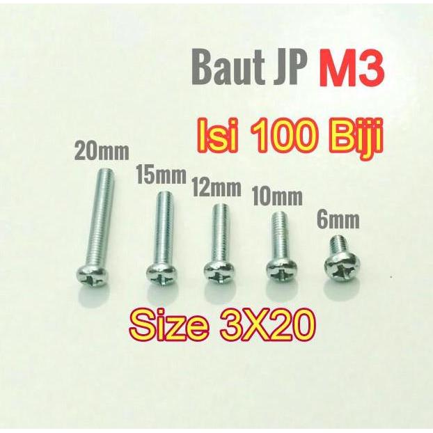 Baut JP M3 Panjang 20mm
