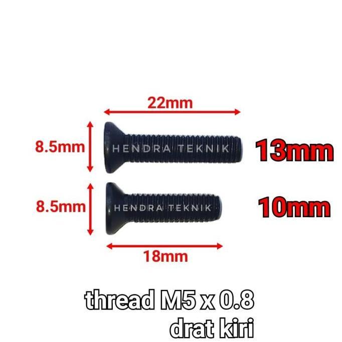 BAUT KEPALA BOR BAUT DRAT BALIK BOR LISTRIK BATERAI 10 13MM BAJA 5X0.8