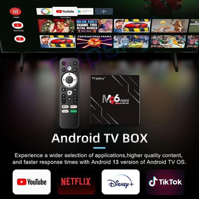 TERLARIS - Tripsky M96 Mini Android TV Box 2025 Set Box TV Digital 4K RAM 2GB ROM 16GB Prosesor Amlo