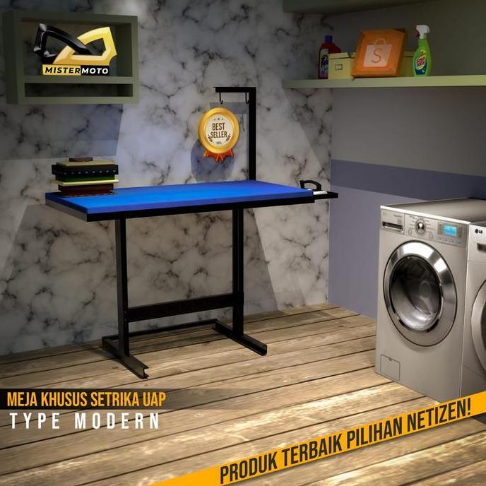 NEW meja setrika uap gosokan laundry lengkap tatakan dan gantungan selang