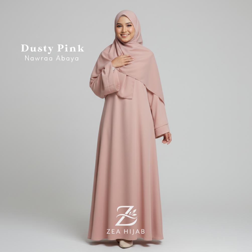 FLASH DEAL Gamis Syari Polos Wanita Simple | Abaya Muslimah Elegan Dusty Pink | Abaya Lebaran | Nawr