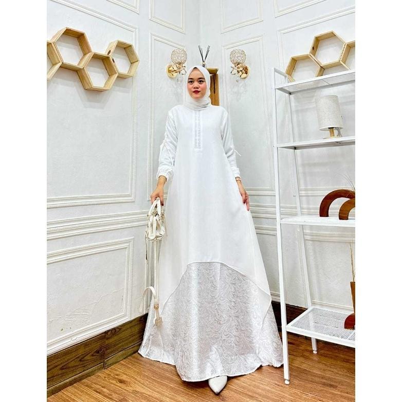 MEGA PROMO GAMIS PUTIH DRESS WANITA TERBARU SERUTY BABY DOLL MIX SWAROVKY