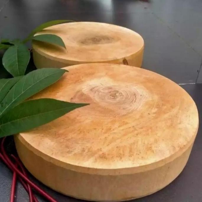 talenan daging kayu diameter 50cm - talenan kayu bulat - alat dapur -